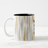 Happy New Year Black Bow Gold Silver Champagne Tweekleurige Koffiemok (Links)