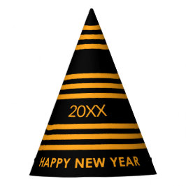 Happy New Year Black en Yellow Feesthoedjes