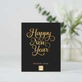 Happy New Year black gold business logo card (Staand voorkant)