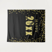 Happy New Year Black Gold Confetti Photo Backdrop Wandkleed (Voorkant (horizontaal))