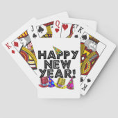 Happy New Year - Black Text with Party Hats Pokerkaarten (Achterkant)