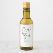 Happy New Year Black White Persoonlijke Partij Wijn Etiket (Voorkant)