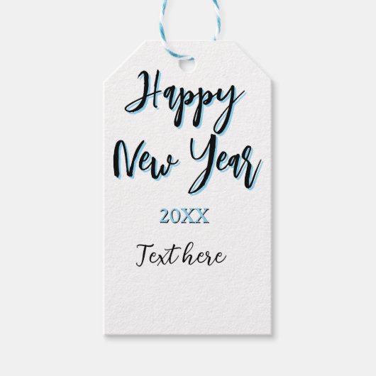 Happy new year blue black bold simple year stylish cadeaulabel (Voorkant)