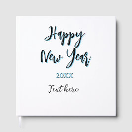 Happy new year blue black bold simple year stylish gastenboek
