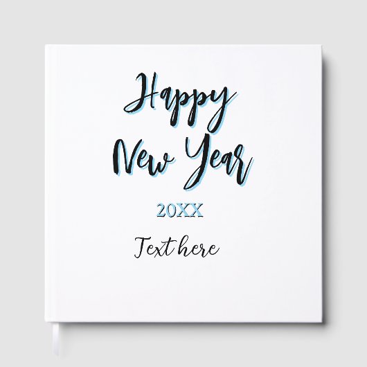 Happy new year blue black bold simple year stylish gastenboek (Voorkant)