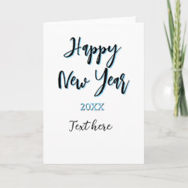 Happy new year blue black bold simple year stylish kaart