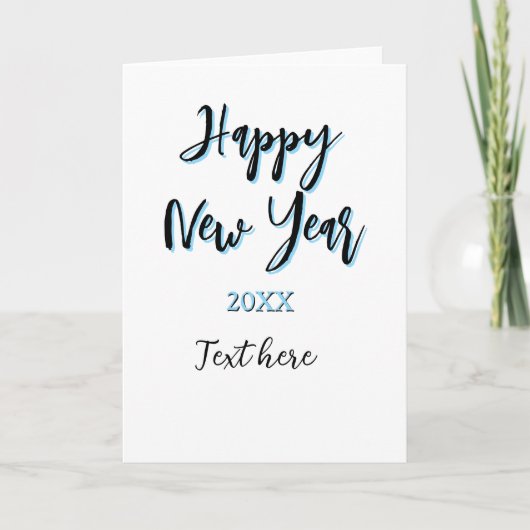 Happy new year blue black bold simple year stylish kaart (Voorkant)