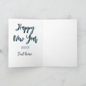 Happy new year blue black bold simple year stylish kaart (Binnen)