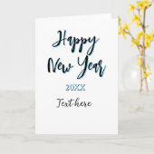 Happy new year blue black bold simple year stylish kaart (Gele Bloem)