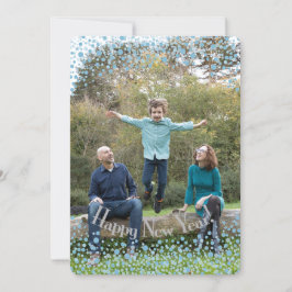 Happy New Year Blue Confetti Feestdagenkaart