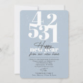 Happy New Year Blue Countdown Bewegende Aankondigi Feestdagenkaart (Voorkant)