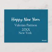 Happy new year blue name place year boho simple briefkaart (Achterkant)