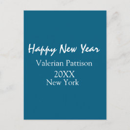 Happy new year blue name place year boho simple  briefkaart