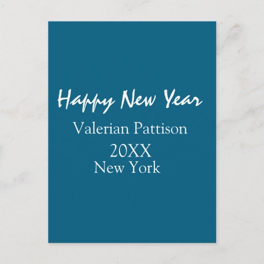 Happy new year blue name place year boho simple briefkaart (Voorkant)
