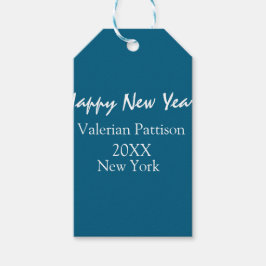Happy new year blue name place year boho simple  cadeaulabel