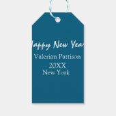 Happy new year blue name place year boho simple  cadeaulabel (Achterkant)