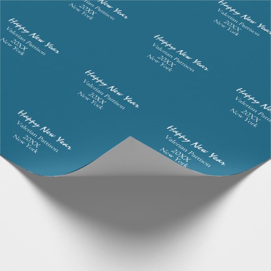 Happy new year blue name place year boho simple  cadeaupapier (Hoek)