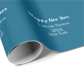 Happy new year blue name place year boho simple cadeaupapier (Rol Hoek)
