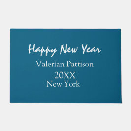 Happy new year blue name place year boho simple  deurmat
