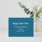Happy new year blue name place year boho simple feestdagenkaart (Staand voorkant)