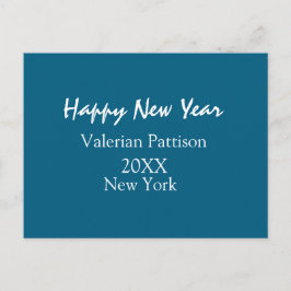 Happy new year blue name place year boho simple  feestdagenkaart