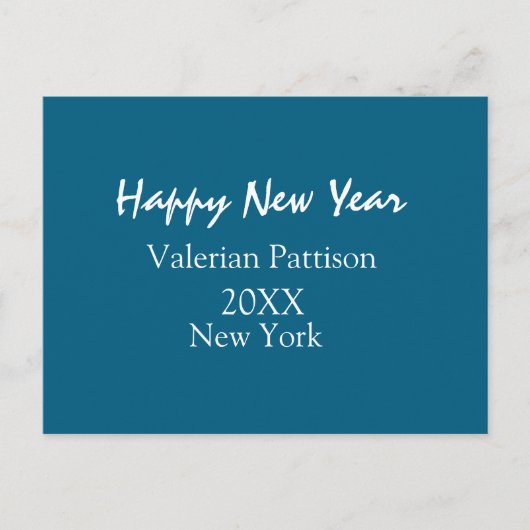 Happy new year blue name place year boho simple feestdagenkaart (Voorkant)