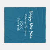 Happy new year blue name place year boho simple  fleece deken (Voorkant (Horizontaal))