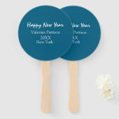 Happy new year blue name place year boho simple  handwaaier (Voorkant en achterkant)