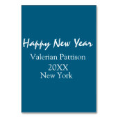 Happy new year blue name place year boho simple kaart (Achterkant)