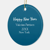 Happy new year blue name place year boho simple  keramisch ornament (Links)