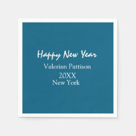 Happy new year blue name place year boho simple  servet