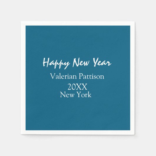 Happy new year blue name place year boho simple  servet (Voorkant)