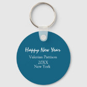 Happy new year blue name place year boho simple sleutelhanger (Voorkant)