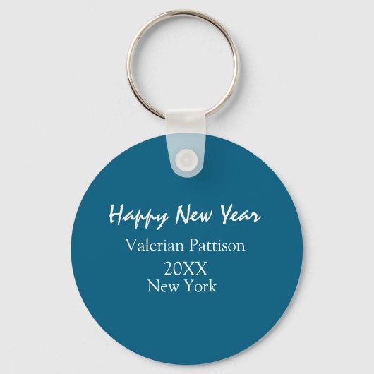 Happy new year blue name place year boho simple  sleutelhanger (Voorkant)