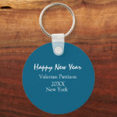 Happy new year blue name place year boho simple  sleutelhanger (Achterkant)