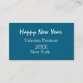 Happy new year blue name place year boho simple visitekaartje (Achterkant)