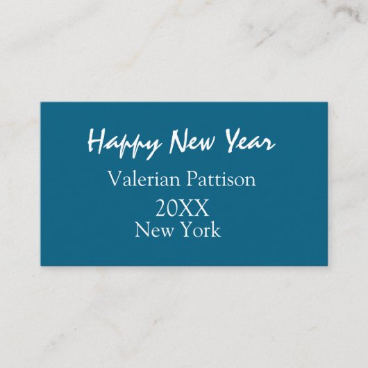 Happy new year blue name place year boho simple visitekaartje (Voorkant)