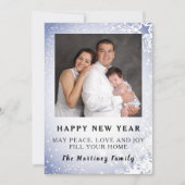 Happy New Year Blue Snow Scene Family Flat Kaart (Voorkant)