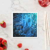 Happy New Year Blue Sparkle Glasses Napkins Servet (Insitu)
