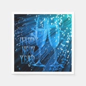 Happy New Year Blue Sparkle Glasses Napkins Servet (Voorkant)