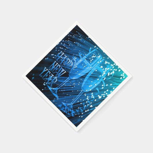 Happy New Year Blue Sparkle Glasses Napkins Servet (Hoek)