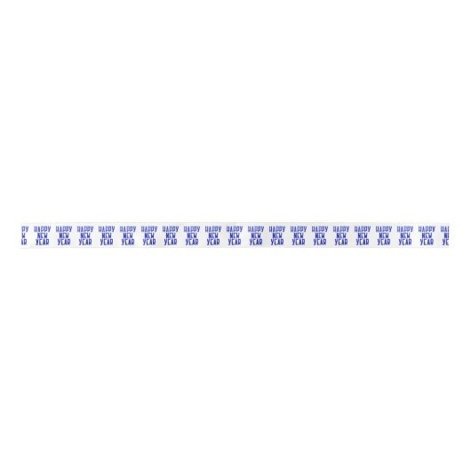 Happy New Year Blue White Gift Wrap Ribbon Satijnen Lint (Voorkant)