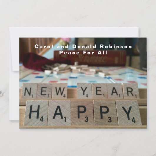 Happy New Year Board Word Game Phrase Celebration Kaart (Voorkant)