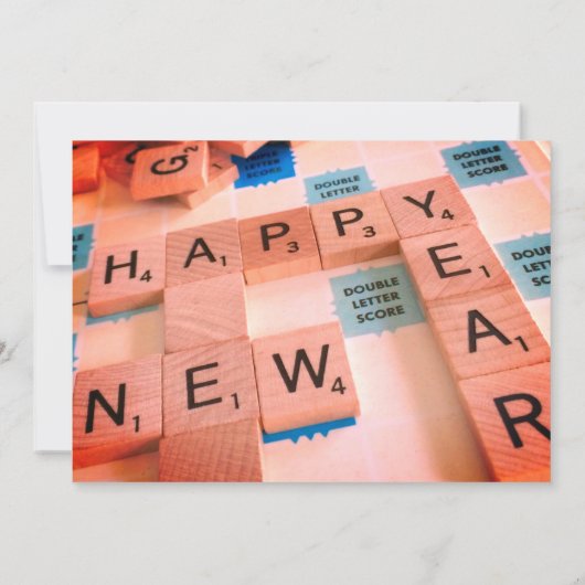 Happy New Year Board Word Game Phrase Celebration Kaart (Achterkant)