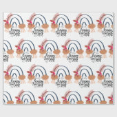 Happy New Year Boho Rainbow Gift Wrapping Paper Cadeaupapier (Vlak)