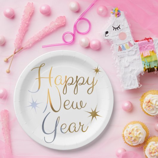 Happy New Year Borden Papieren Bordje (Feest)