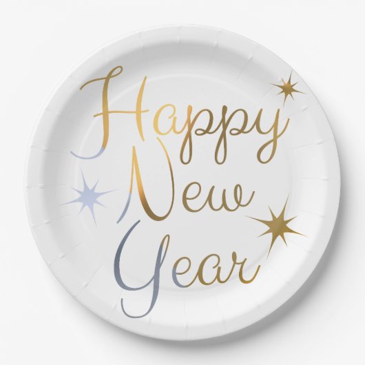 Happy New Year Borden Papieren Bordje (Voorkant)