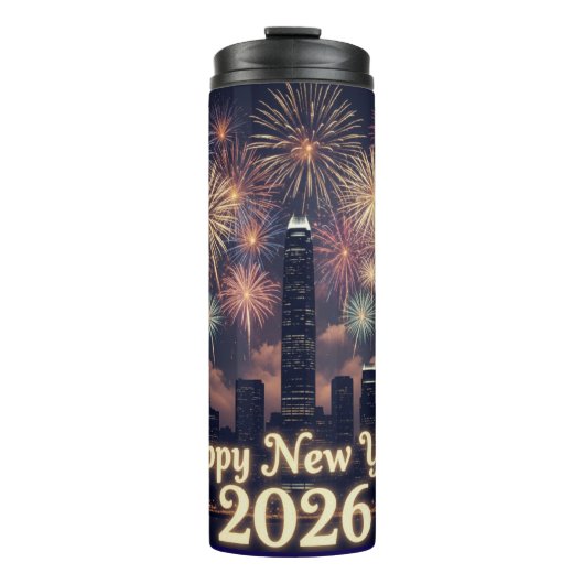 Happy New Year Bottle | Stylish Celebration Drinkw Thermosbeker (Voorkant)