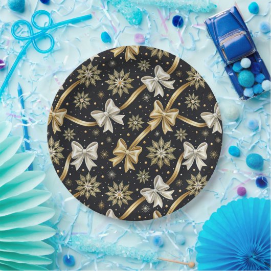 Happy New Year Bows Papieren Bordje (Feest)