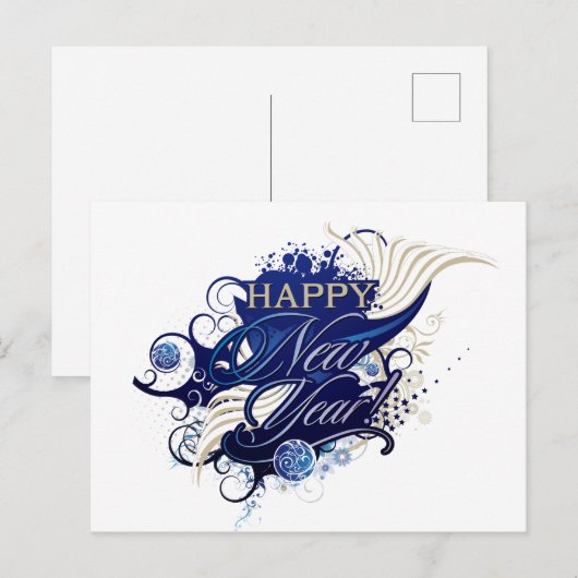 Happy New Year Briefkaart (Voorkant / Achterkant)